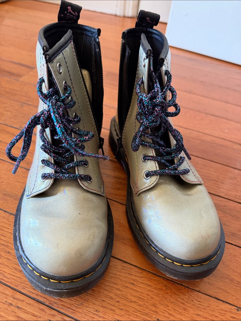 Dr martens Metallic Olive Lace-Up Combat Boots - girls